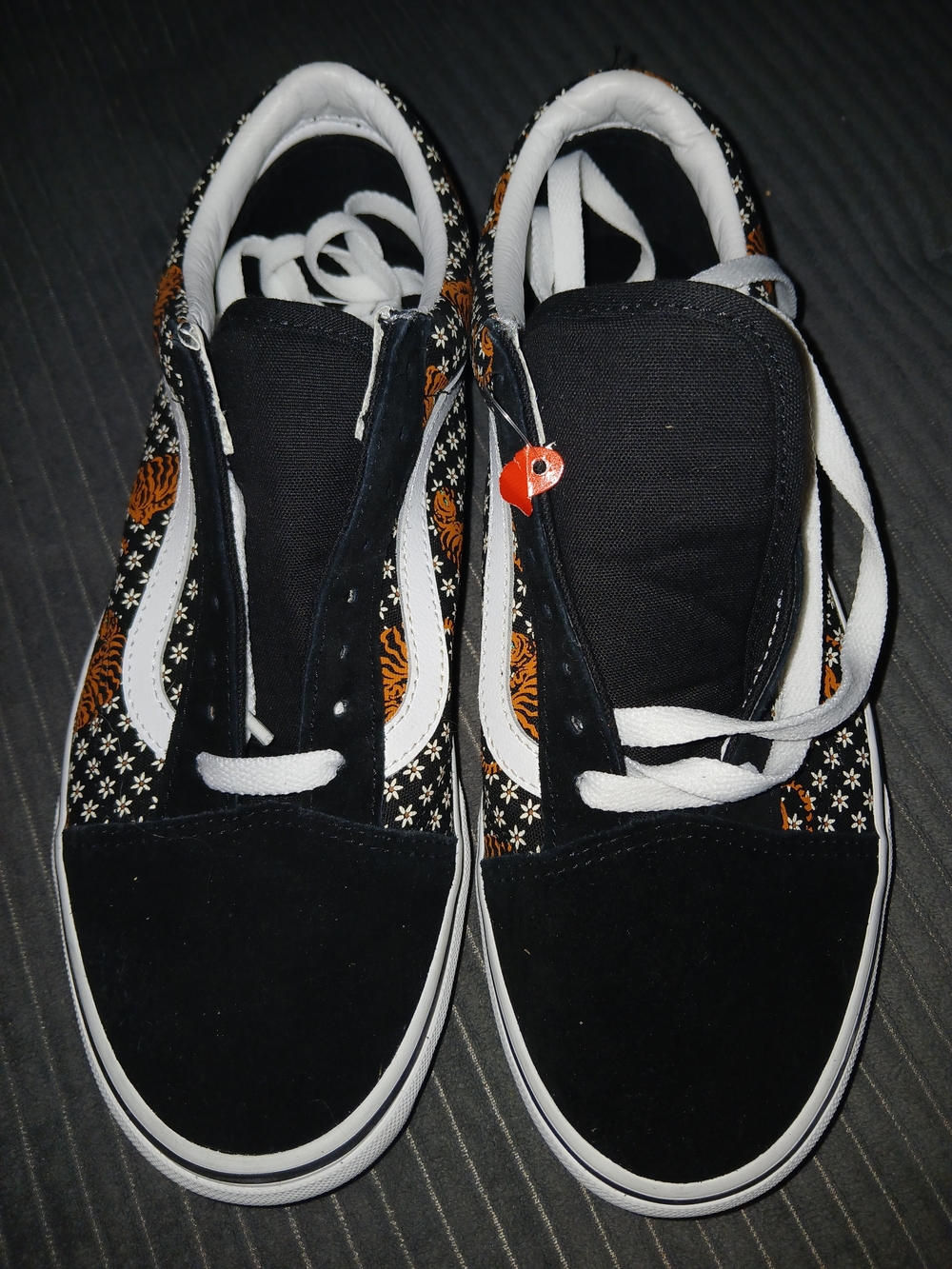 Vans Tiger Floral Old Skool Black/White Skate Shoes Suede Canvas Men 7/Women 8.5